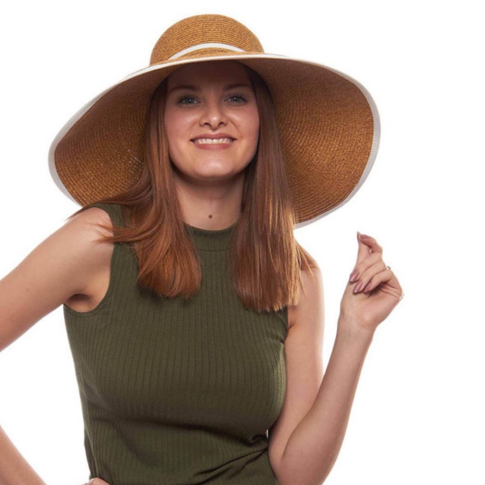 Elegant Elinor Paper Sun Hat with Contrast Edging